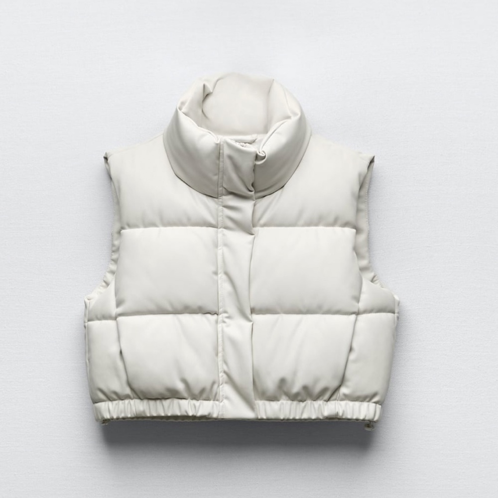 Zara FAUX LEATHER PUFFER GILET